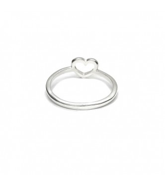 R002411 Handmade Sterling Silver Stackable Minimalist Ring Heart Solid Stamped 925